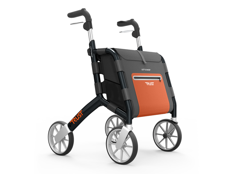 Load image into Gallery viewer, Let´s Shop utomhusrollator med väska, svart färg. Sidvy.